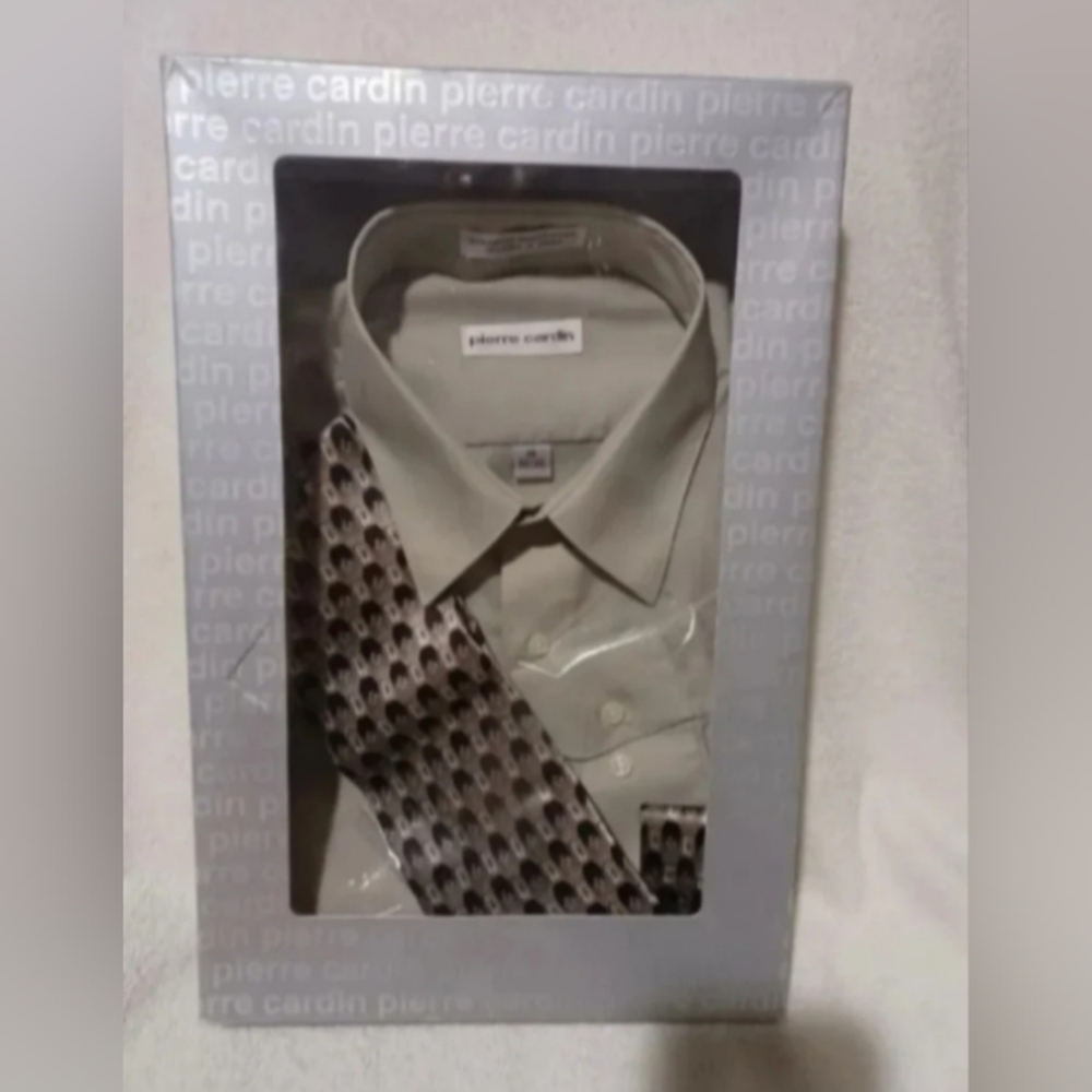 Pierre Cardin Gray color designer dress shirt & tie set